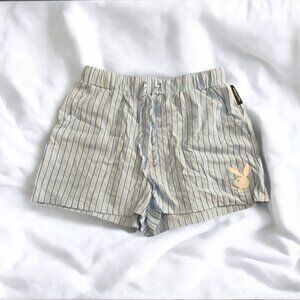Playboy x Missguided Light Blue Stripe Shorts
